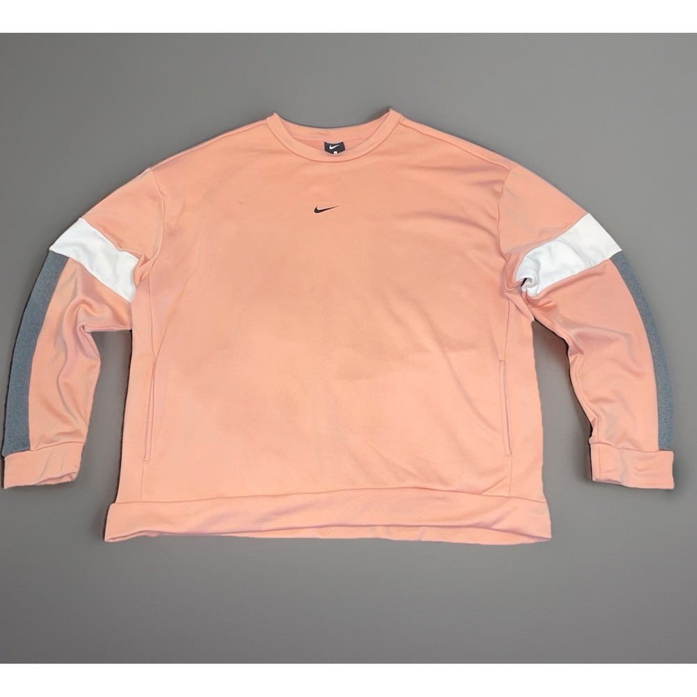 Nike Pink Color Block Crewneck Sweatshirt Size Large Oversized Athleisure Comfy
